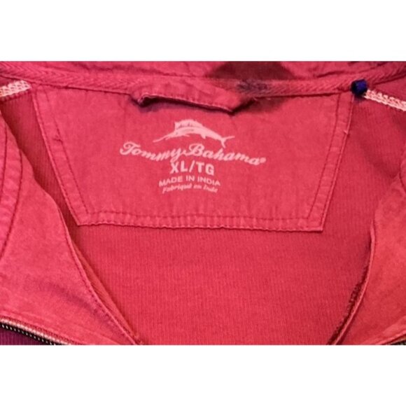 Tommy Bahama  Cotton Maroon 1/4 zip Pullover Ribbed Fabric Contrast Stitching XL - Picture 5 of 14